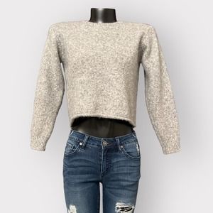 Brandy Melville NEW Cropped Sweater Womens sz XS Gray Soft Oversized Wool Crew